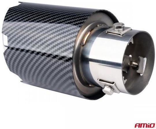 Exhaust Muffler Tip Mt-028c Akr Chrome Carbon Φ43>56 155x89mm Amio 1 Pc 04065/am