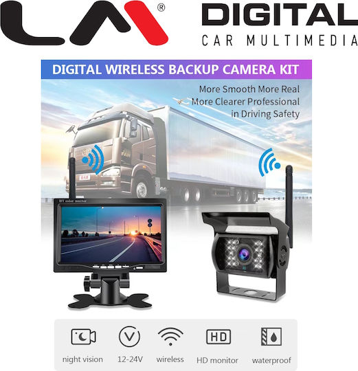 Lm Digital Mr Xa0774w K Σετ Οθόνη 7" 4 Κάμερες Ασύρματες 12/24vdc Φορτηγά Λεωφορεία