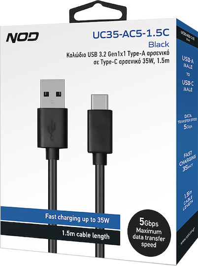 NOD USB 3.2 Kabel USB-C männlich - USB-A 35W Schwarz 1.5m