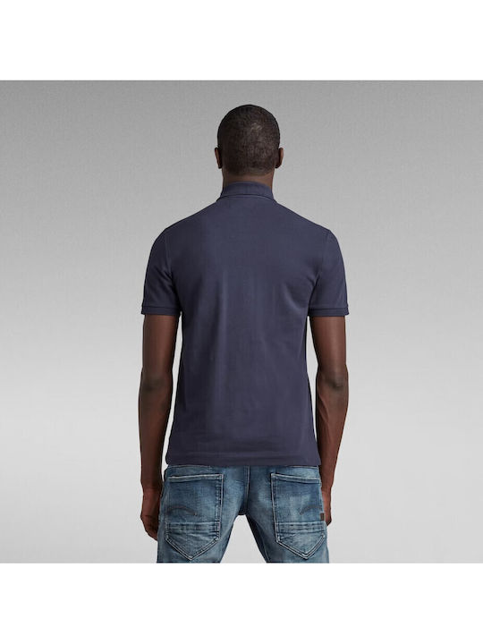 Dunda Slim Polo Men's Blouse Short Sleeve Navy Blue