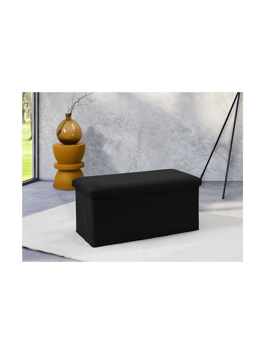 Bench Stool With Storage Space Upholstered With Black Fabric 76x38x38cm