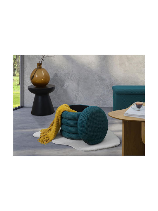 Stool For Living Room With Storage Space Upholstered with Fabric Blue