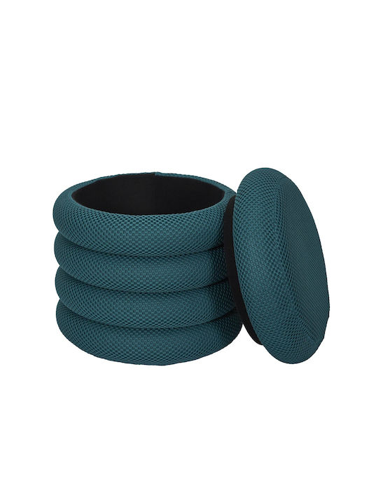 Stool For Living Room With Storage Space Upholstered with Fabric Blue