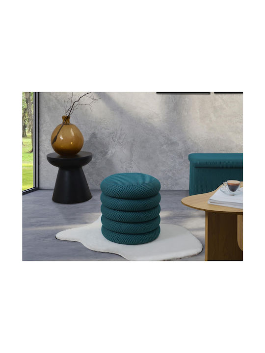 Stool For Living Room With Storage Space Upholstered with Fabric Blue