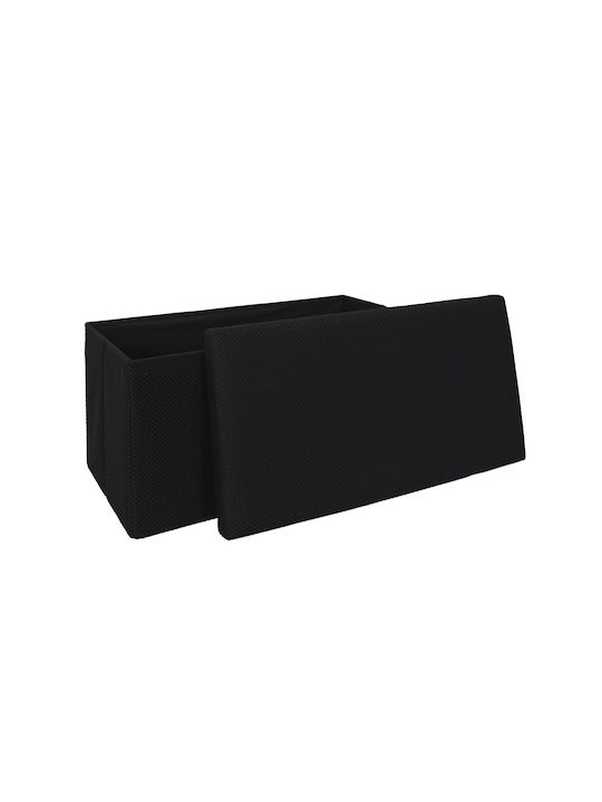Bench Stool With Storage Space Upholstered With Black Fabric 76x38x38cm