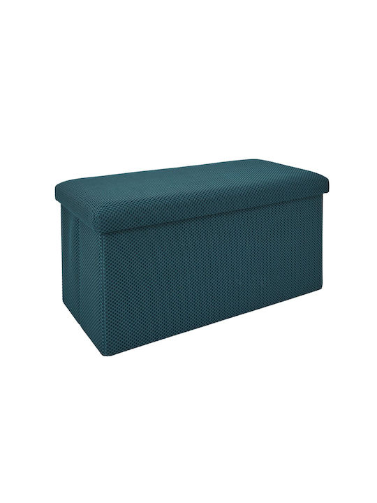 Bench Stool With Storage Space Upholstered With Blue Fabric 76x38x38cm