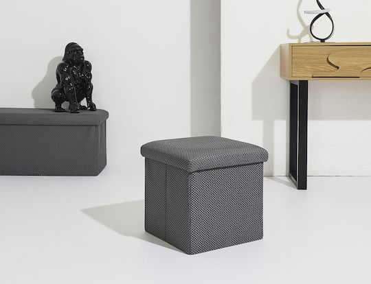 Stool For Living Room With Storage Space Upholstered with Fabric Grey 38x38x38cm
