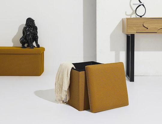 Scaune Camera de zi Cu spațiu de depozitare Tapițat cu Țesătură Yellow 38x38x38buc