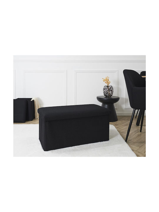 Bench Stool With Storage Space Upholstered With Black Fabric 76x38x38cm