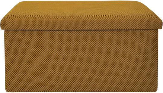 Bench Stool With Storage Space Upholstered In Yellow Fabric 76x38x38cm