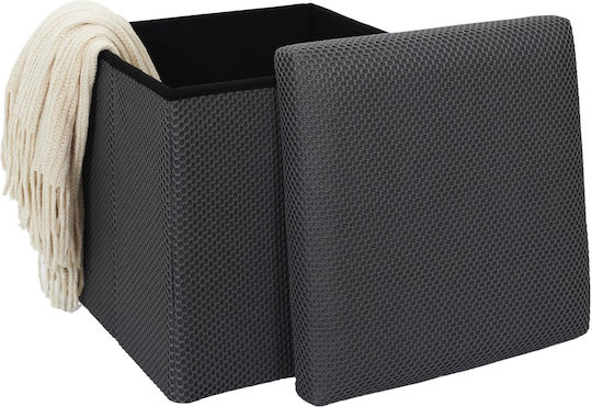 Stool For Living Room With Storage Space Upholstered with Fabric Grey 38x38x38cm