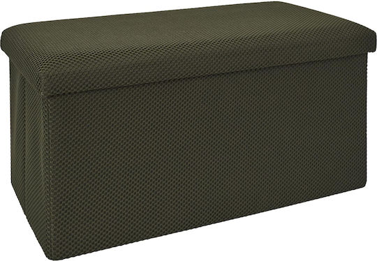 Bench Stool With Storage Space Upholstered In Khaki Fabric 76x38x38cm