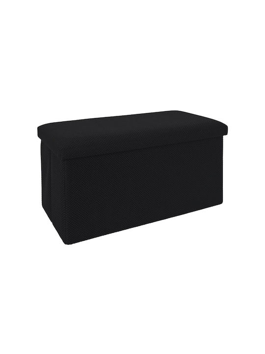 Bench Stool With Storage Space Upholstered With Black Fabric 76x38x38cm