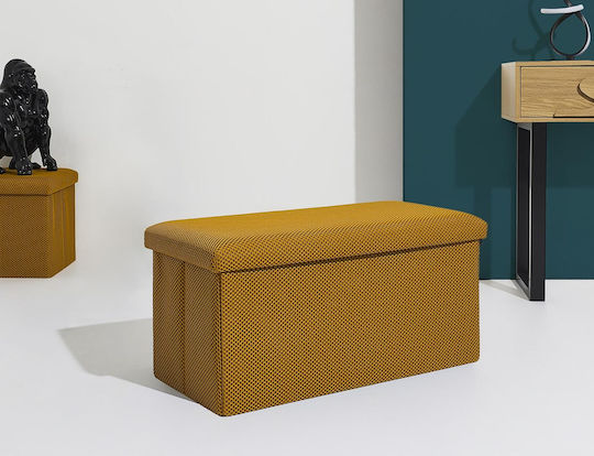 Bench Stool With Storage Space Upholstered In Yellow Fabric 76x38x38cm