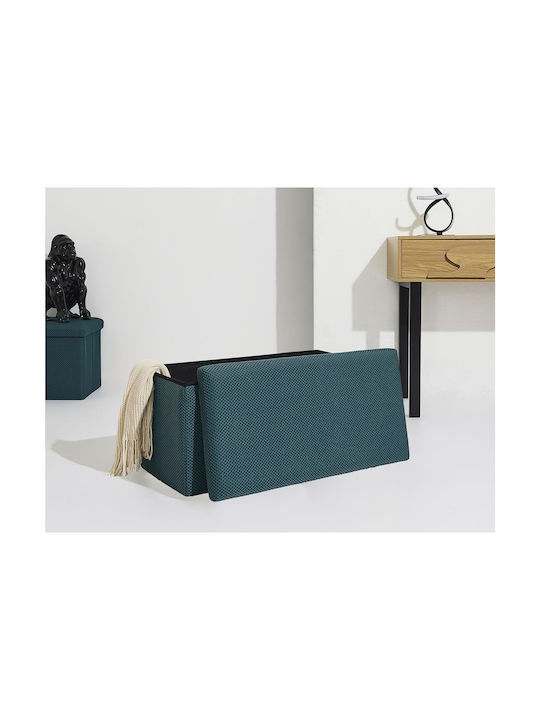 Bench Stool With Storage Space Upholstered With Blue Fabric 76x38x38cm