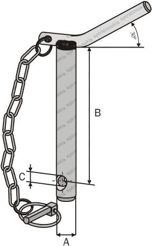 Drawbar Pin Φ37x175 Angled Handle Chain