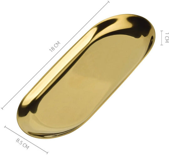Metal Rectangular Tool Tray Double Nail Art Brush Gold