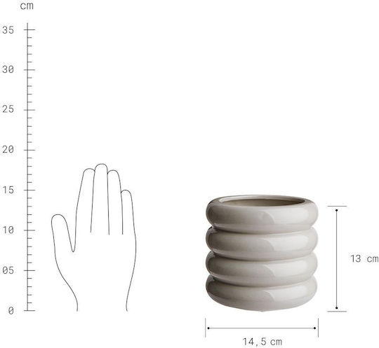 Hoop Plant Pot D14cm Gray Ceramic Diameter 14.5cm Height 13cm