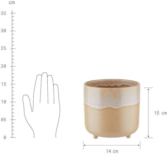 Tide Pflanzentöpfe Beine D14cm Beiges Keramik Durchmesser14 Cm Höhe15 Cm