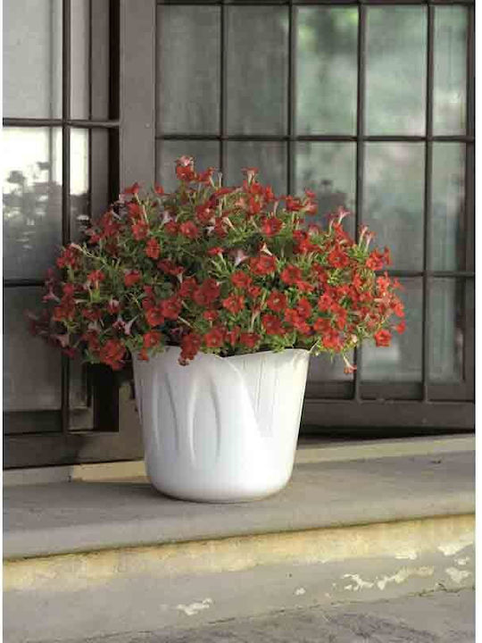 Bama Plastic Plant Pot Ø15x12cm 1lt White Design Mimosa Pot Italy
