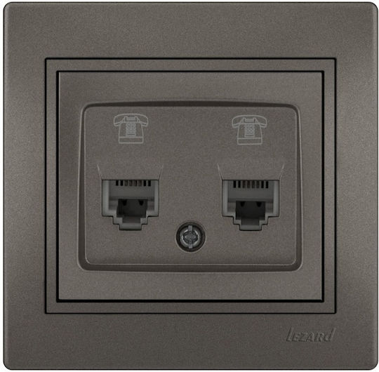 Lezard Telephone Socket Rj11 1x4p 2 Outlets Anthracite Mira Complete 701.4141138
