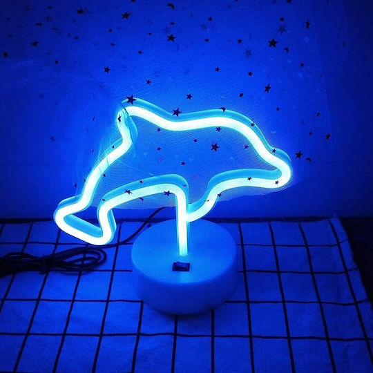 Διακοσμητικό Φωτιστικό Δελφίνι Βάση Light Neon Πολύχρωμο