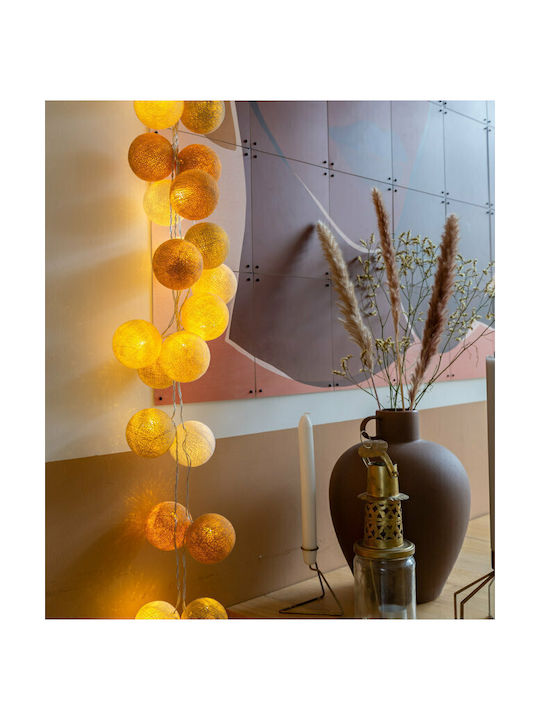 Cotton Ball Lights Декоративни Светлини За Вътрешно Пространство Кремави 20 Бр