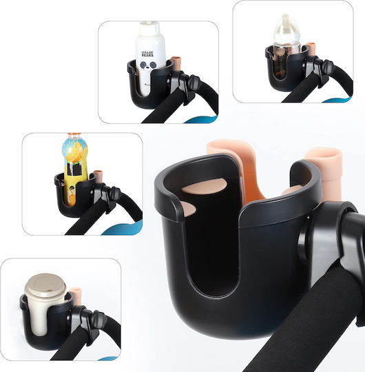Fiziotab Suport Universal Pentru Sticlă și Telefon Pentru Cărucior și Bicicletă 2 În 1 360° Prindere Durabilă Stabilă Negru Roz Perlat