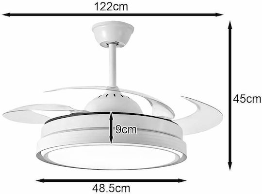 Rixme Ανεμιστήρας Οροφής 122cm με Φως Λευκός