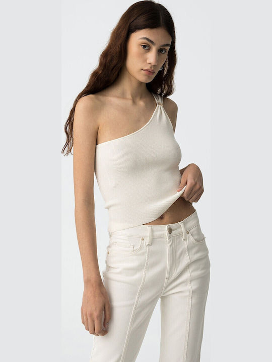 Women's Blouse with One Shoulder Ecru