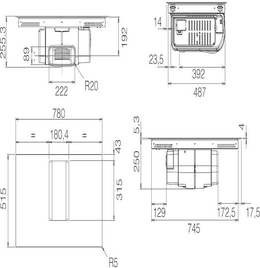 Elica Nikolatesla Alpha B BL/A/60 Plită cu Inducție Autonom cu Hota & Funcție de Blocare 60x51.5εκ.