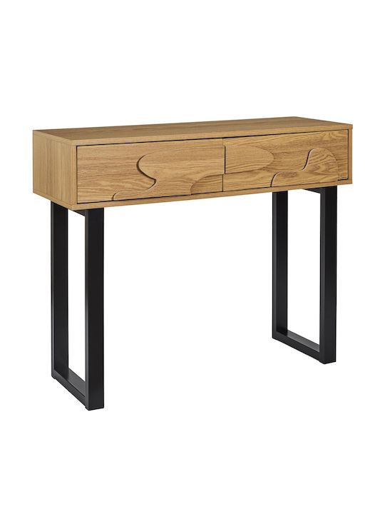 Calypso Console Table Wood & Metal with Mirror Wood Shade L100xW35xH80cm