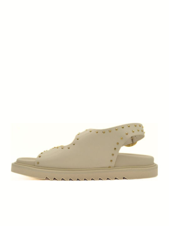 Кожени Дамски Сандали Бежови 25755 Beige Lt Gold