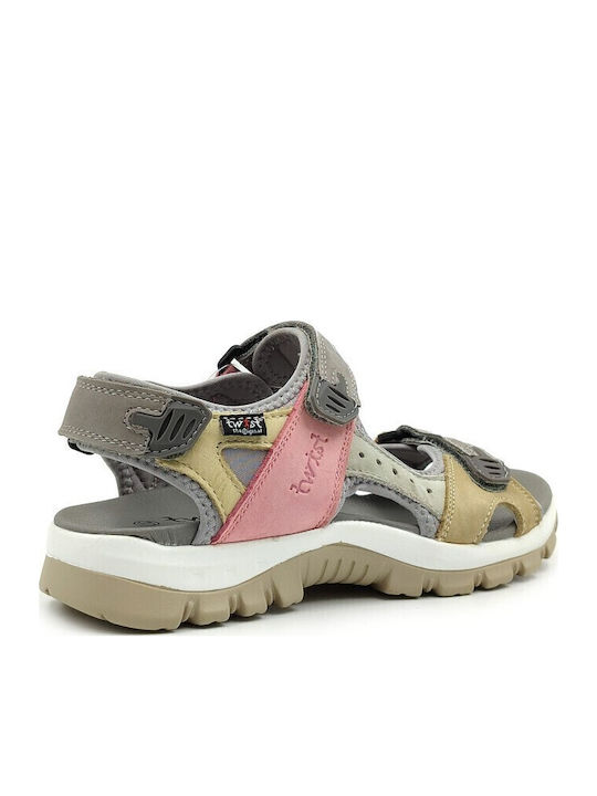 Δερμάτινα Γυναικεία Ανατομικά Σανδάλια Sporty Multi Grey