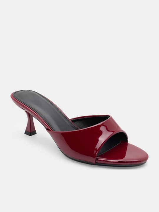 Mules Cu Toc Subțire Înalt Burgundy