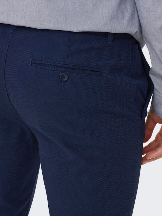 Pantaloni Elastic cu Croială Slim Dark Blue
