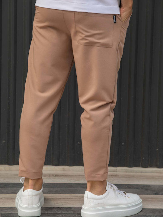 Trousers Elastic in Slim Fit Dark Camel