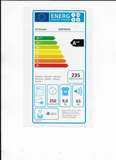 De'Longhi DHP9W24 Tumble Dryer 9kg A++ with Heat Pump