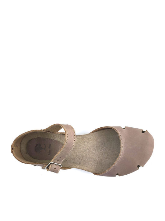 Lederne Damen Ballerinas in Beige Farbe
