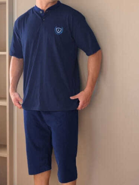 Prive Men's Summer Pajama Blouse Blue