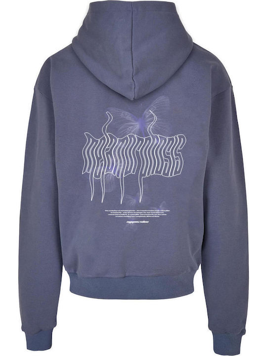 Μακρύ Γυναικείο Φούτερ με Κουκούλα Vintage Blue