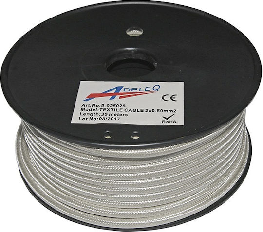 Adeleq Fabric Cable 2x0.5mm² Pearl in White Color 1m 9-025028