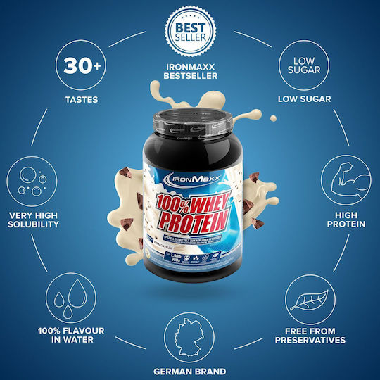 IronMaxx 100% Whey Πρωτεΐνη Ορού Γάλακτος με Γεύση Stracciatella 900gr
