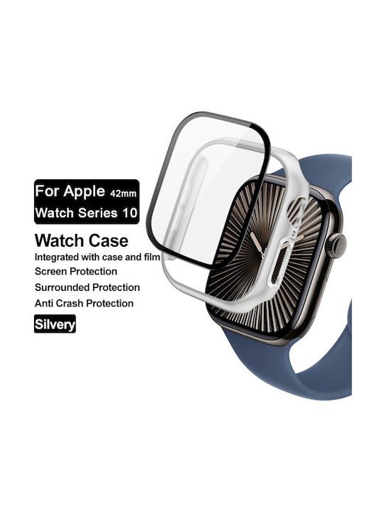 Apple Watch Serie 10/46 mm Imak Tragbare Hülle Schutzfolie Silber
