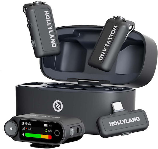 Hollyland LARK MAX 2 Combo Set Wireless Microphone Flyout Journalistic in Gray Color