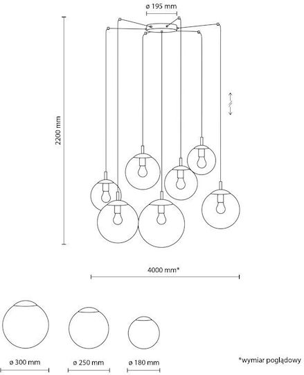 TK Lighting Hängelampe Gray für 7 Lampen E27