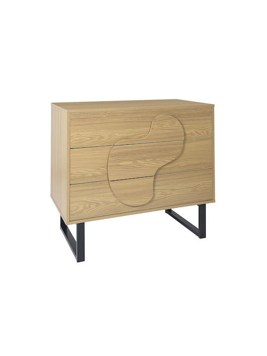 Bufet din Lemn & Metal cu Sertare Maro 90x49x79cm