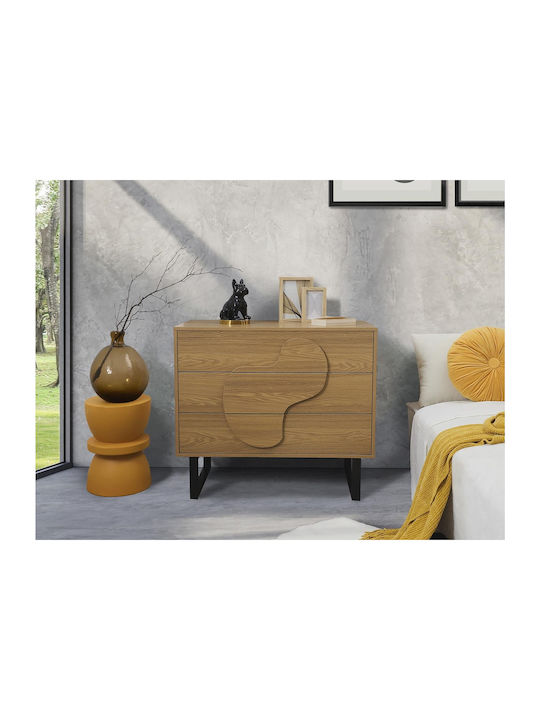 Bufet din Lemn & Metal cu Sertare Maro 90x49x79cm