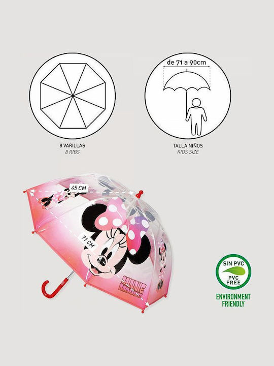 Cerda Παιδική Ομπρέλα Μπαστούνι Disney Minnie Mouse Πολύχρωμη με Διάμετρο 45εκ.