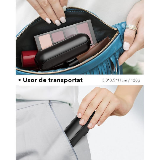 Ultra Portabil 3 În 1 Ventilator De Mână Birou Gât 3 Viteze Pliabil Baterie Portabilă 2000mah Autonomie 20h Skdr Airmini Negru